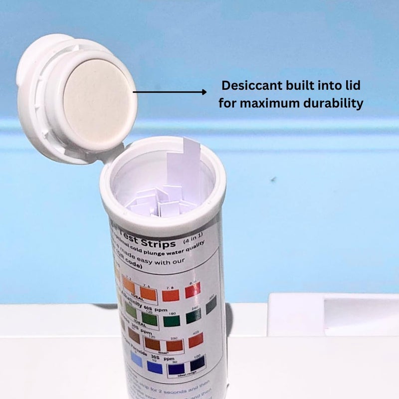 Caplide Cold Plunge Test Strips, 4-in-1 Water Quality Testing Kit, pH, Alkalinity, Hardness, Hydrogen Peroxide. Evaluate Your Cold Plunge Water Quality with A Single Strip. Smart QR Calculator to Help You - Image 5